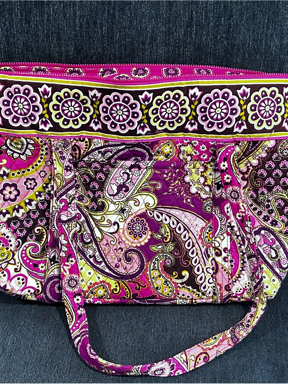 Vera Bradley Pink Purple Paisley Quilted Tote